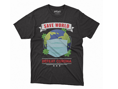 Save world defeat corona t-shirt design apparel brand coronavirus covid covid 19 illustration photoshop save shirts tee tees tshirtdesign tshirts typography world