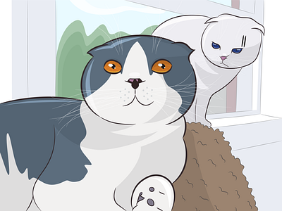 Nayna and Nomu cats digital art fanart illustration illustrator lirik