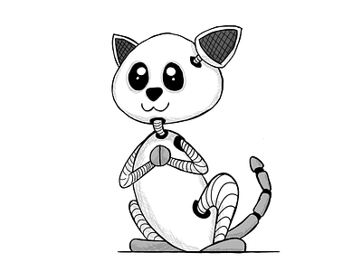 100 Days of Sketching - Robogato cat digital art drawing illustration robogato robot sketching