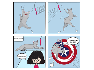 Tails of Suspense: I Can Do This All Day captain america cat comics comic comic strip digital art drawing illustration marvel