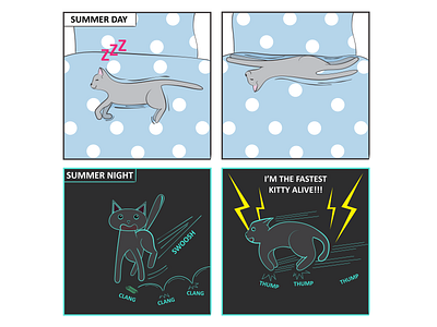 Tails of Suspense: Summer Mode cat comic comic comic strip digital art drawing illustration