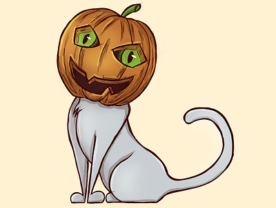 100 Days of Sketching - Spooky cat digital art drawing halloween illustration pumpkin sketching