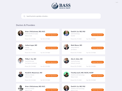 Doctor Directory Search Page Design