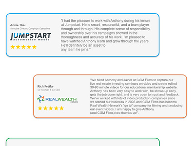 5-Star Review Cards - UI Design 5 star design reviews ui ux