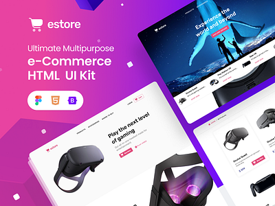 eCommerce HTML UI Kit: estore business cards commerce design ecommerce estore figma html products responsive shop ui ui kit ux web app website