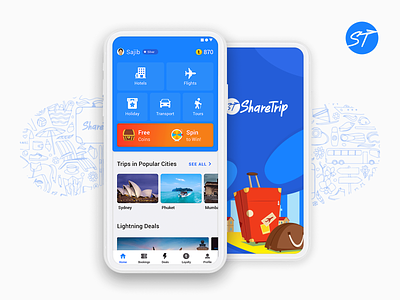 ShareTrip Travel App mobile ui ux