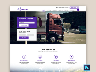 Kurier Express Website cargo company courier express freebie logistics psd redesign road shipment track website