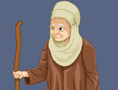 Old kazakh woman graphic design illustration