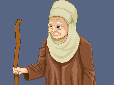 Old kazakh woman graphic design illustration