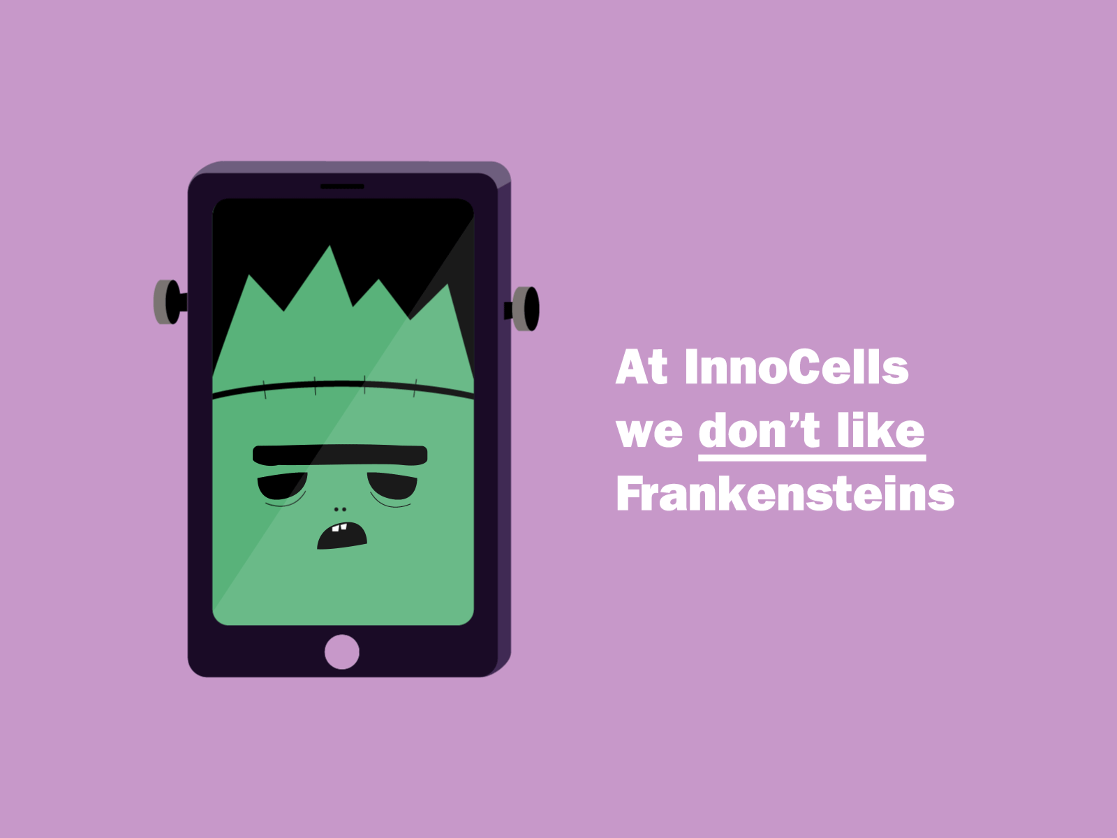 We don't like Frankensteins 2danimation design digital digitaldesign dribbleweeklywarmup flatdesign frankenstein glitch halloween illustration innovation simpledesign