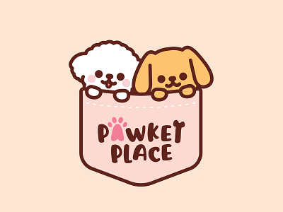 Pawket Place Dog Logo Design branding cute logo dog logo dogs grooming kawaii logo design logodesign paw pet shop pet shop logo pet store pet store logo pocket puppy