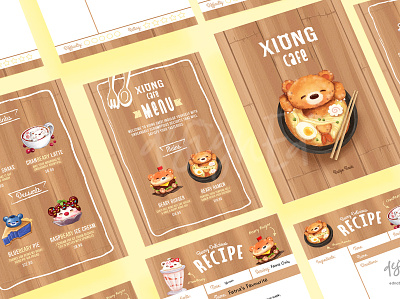 Xiong Cafe Menu Illustration Recipe Book bear bear illustration bears book cafe cute cute animal digital illustration digital painting food illustration kawaii kawaii food menu prints recipe