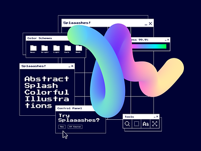Splaaashes😍 colorful concept dark mode dialog figma gradient graphic design icons illustration interface mesh gradient palette pixel tools retro retro design
