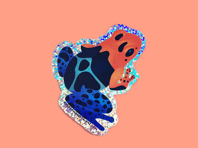 Poison Dart Frog Glitter Sticker amphibian art character colorful cute design flair frog illustration sticker vector