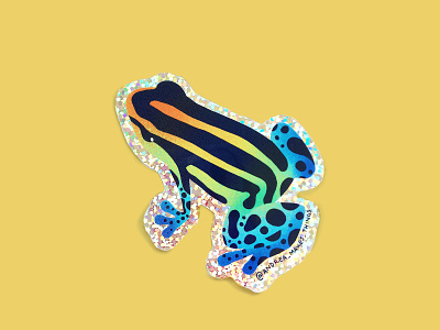Rainbow Frog Glitter Sticker amphibian art colorful cute design flair frog illustration sticker vector