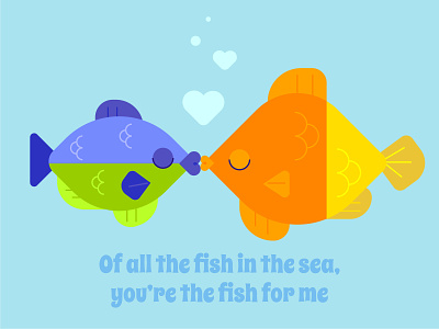 Fish Kiss art cute design fish illustration love valentine vector