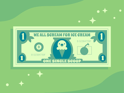 In Ice Cream We Trust art currency cute design food ice cream illustration limited palette monochromatic vector