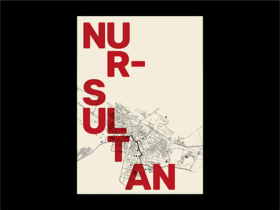 Nur-Sultan citymap astana blackcolor citymap kazakhstan map nursultan poster