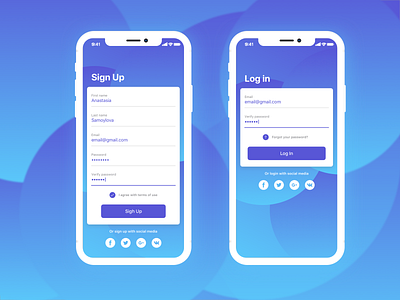 Daily UI 001 - Sing Up/ Log in by Anastasiia Samoilova on Dribbble