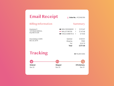 Daily UI 017 - Email Receipt daily 100 challenge daily ui daily ui challenge delivery design email email receipt ordering ui