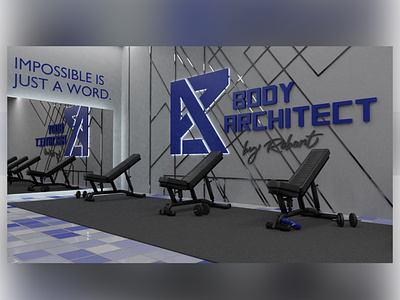 Body Architect, 3D branded gym concept 3d blender branding design gym logo