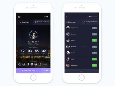 Event / Going concert event ios iphone mobile single event ticket ui ux