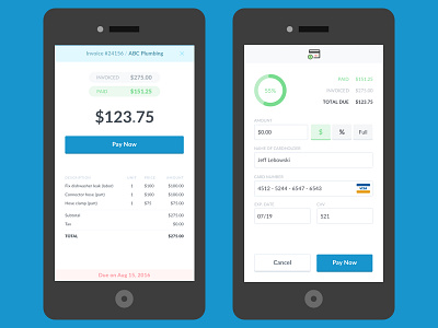 Mobile Invoice / Pay billing estimate form invoice invoices invoicing ios mobile pay payment ui ux