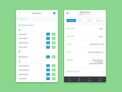 Customers List (Mobile) by Mitchell Fox on Dribbble