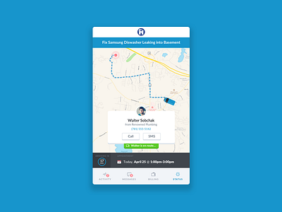 Customer Job Tracker (Mobile) customer ios job map mobile service status tracker tracking ui ux