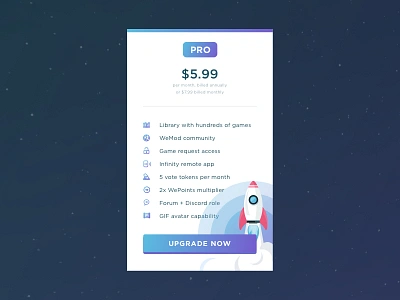 Pro Pricing Card / WeMod card cards page price pricing pro ui upgrade ux