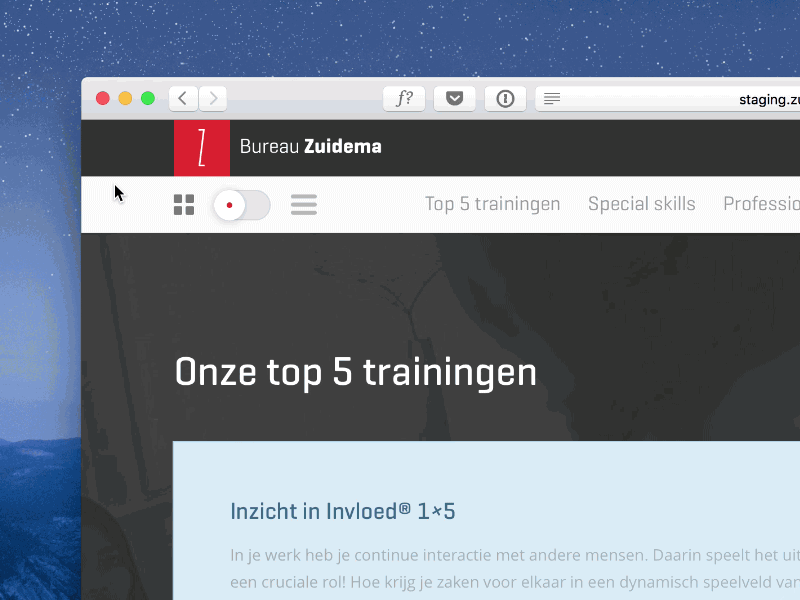 View toggle Zuidema animation brthrs client design slider toggle web website zuidema