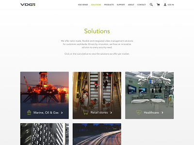 VDG Solutions Page case cases clean landing overview page photography photos product web website