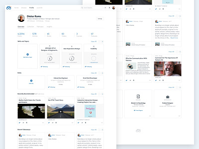 Degreed Profile Overview cards clean content minimal profile ui ux web