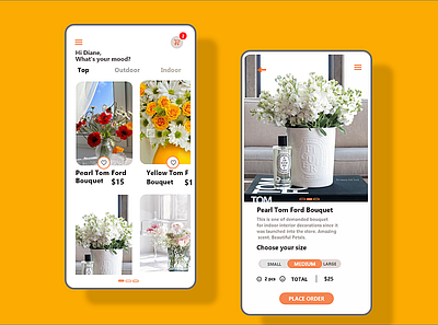 UI design for a flower shop application branding design interaction design ui ui ux ux