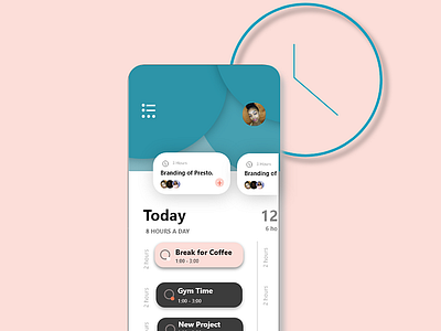 Mobile User Interface for a time management app