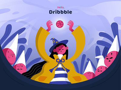 Hello, Dribbble ! design illustration vector web witch