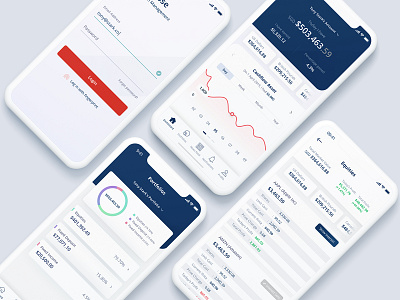 Portfolio Management Mobile App (Light Theme) app clean concept finance finance app flat high fidelity investments management mobile application portfolio ui ux