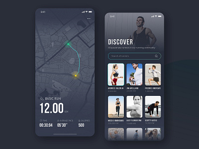 Running App Dark clean concept high fidelity mobile mobile app ui running tracking app ui design ux