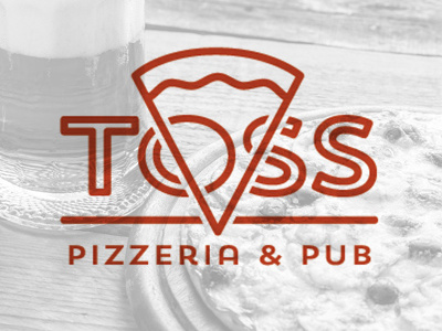 Toss logotype outline pizza pub red slice