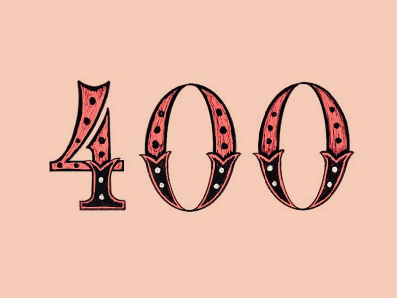 400. black pink illustration numbers vintage sketch procreate ipad lettering lettering
