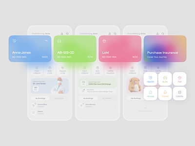 Coverbee | Insurance App app auto bank banking cards case study colorful design digital figma finance health insurance insurance liability life mobile pet property ui ux