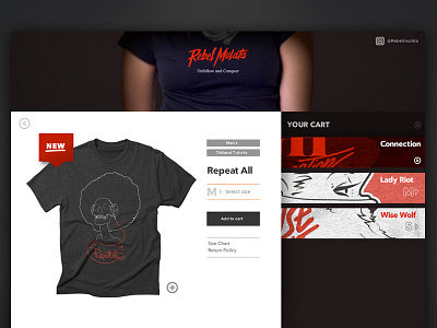 Rebel Mulata UX/UI 2016 cart ecommerce tshirts ui ux web