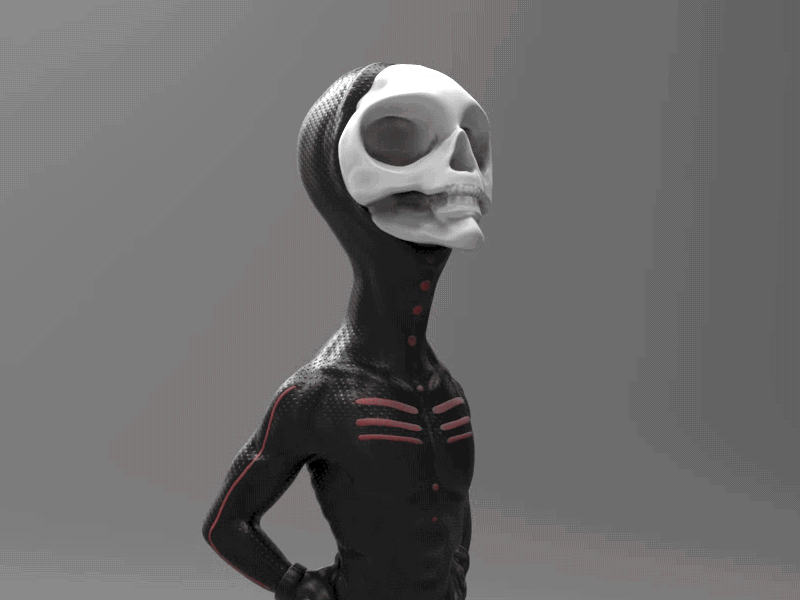 G 3d character concept art render sculpt skull suit turntable