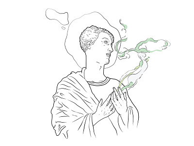 Divine Rejects 420 bw illustration religious simple smoke weed