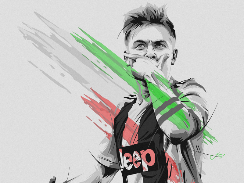 NO FACE! (Paulo Dybala Sport Illustration) design drawing dybala goal illustration juventus noface score sport sportillustration vector