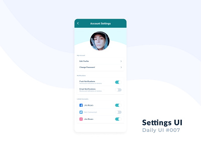 Settings (Daily UI) account account settings app dailyui design mobile refactoring ui setting settings settings page settings ui ui ux web