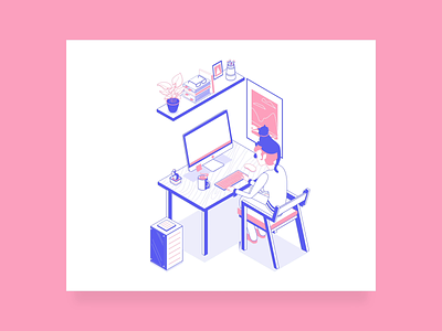 Work from home and support ITG on Webby animated illustration animation cat covid desk freelance home illustration illustrator isometric isometric illustration itg itg.digital motion quarantine remote work rempte webby work work from home