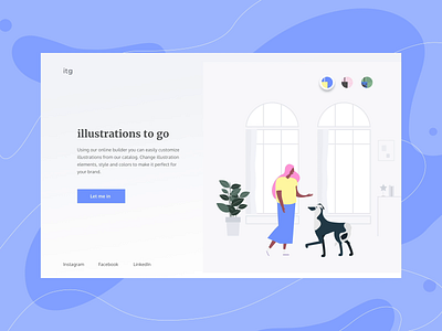 ITG animation banner branding composition dog flat graphic homepage illustration illustrator itg landing minimal motion vector web website woman