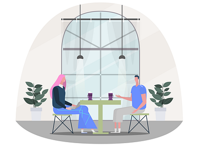 ITG - Cafe composition cafe coffee composition conversation couple dating dinner drink flat graphic design illustration illustrations illustrator itg love man people restaurant vector woman