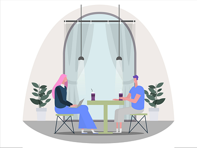 ITG - Morning Coffee animation breakfast caffe coffee composition computer conversation couple date dinner illustration illustrations illustrator itg lunch man motion vector woman work